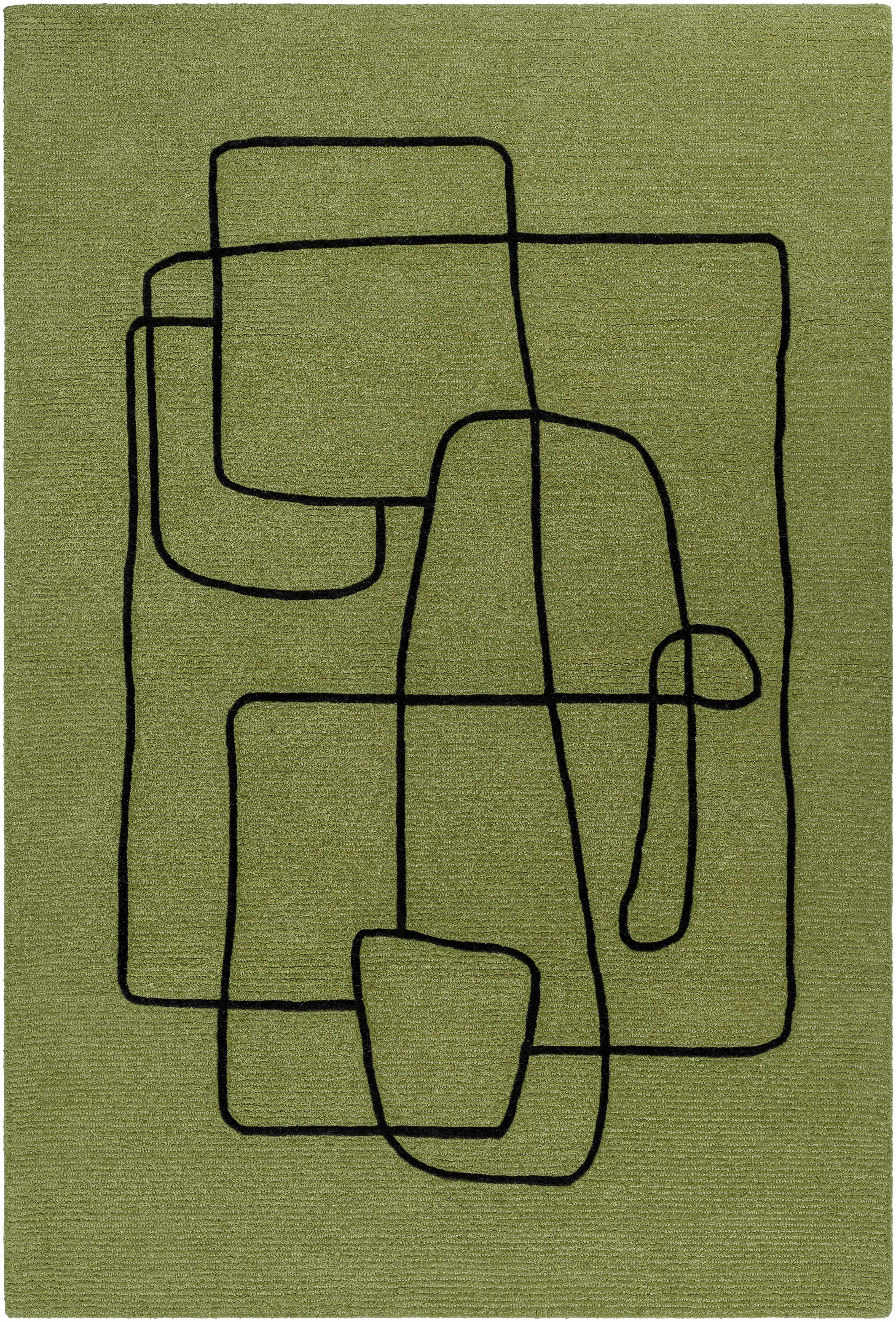 Vatsa Green Abstract Area Rug-0