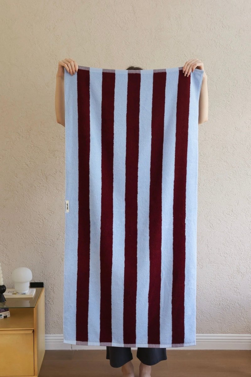 Whimsical Dopamine Cabana Stripe Bath Towel, 100% Cotton, Ultra Soft & Absorbent-7